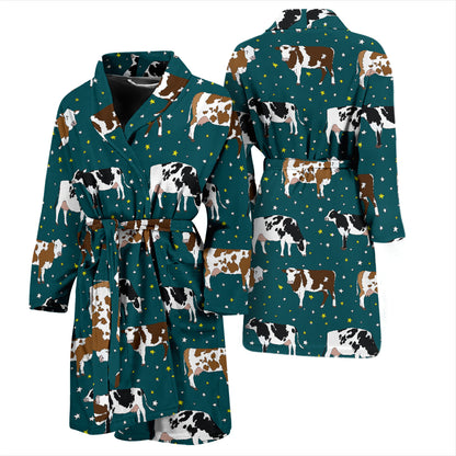Cattle Print Design LKS404 Men Bathrobe