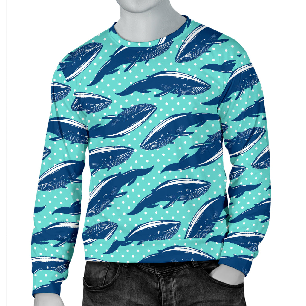 Whale Polka Dot Design Themed Print Men Long Sleeve Sweatshirt