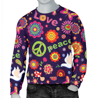 Flower Power Peace Design Print Men Long Sleeve Sweatshirt