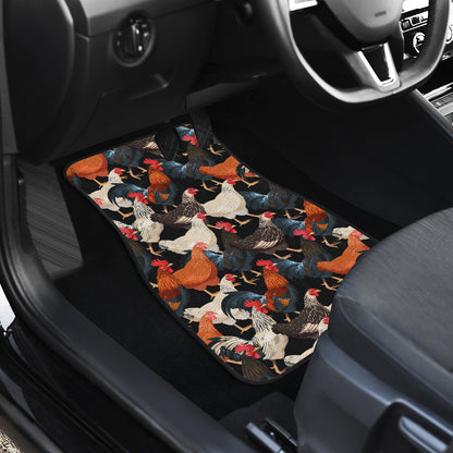 Chicken Print Pattern Car Floor Mats Front Back