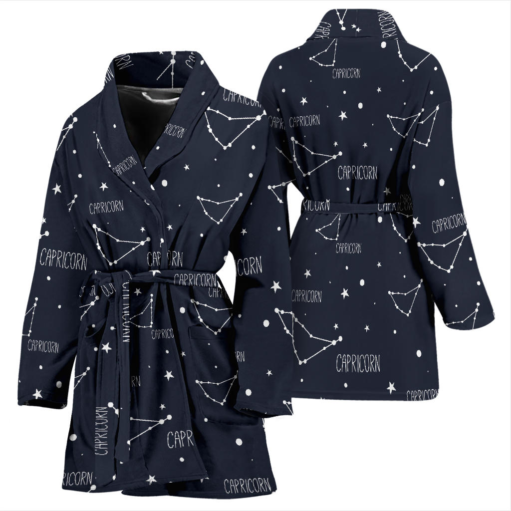 Capricorn Zodiac Pattern Print Design 01 Women Bathrobe
