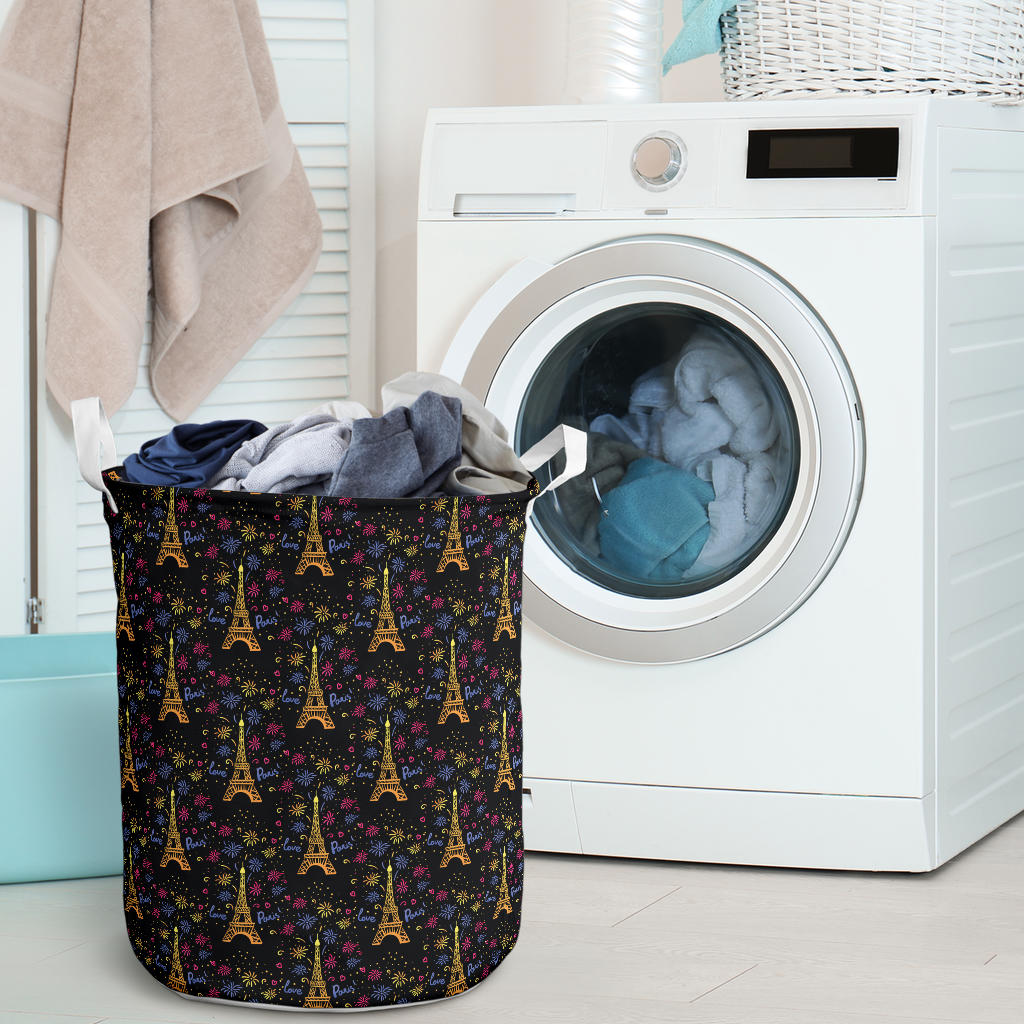 Eiffel Tower Love Paris Print Laundry Basket