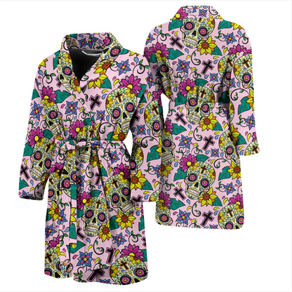 Sugar Skull Print Design LKS307 Men Bathrobe