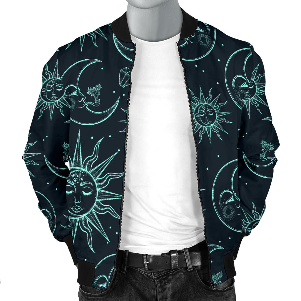 Sun Moon Magic Design Themed Print Men Bomber Jacket