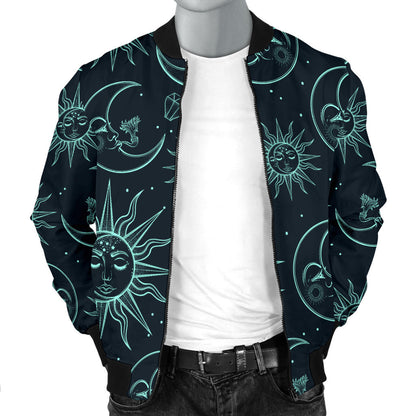 Sun Moon Magic Design Themed Print Men Bomber Jacket