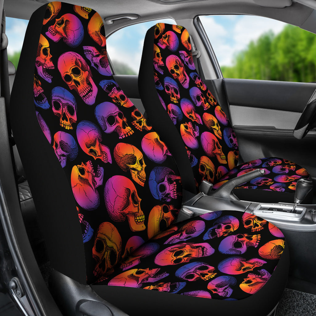 Skull Multicolor Print Design LKS3011 Car Seat Covers