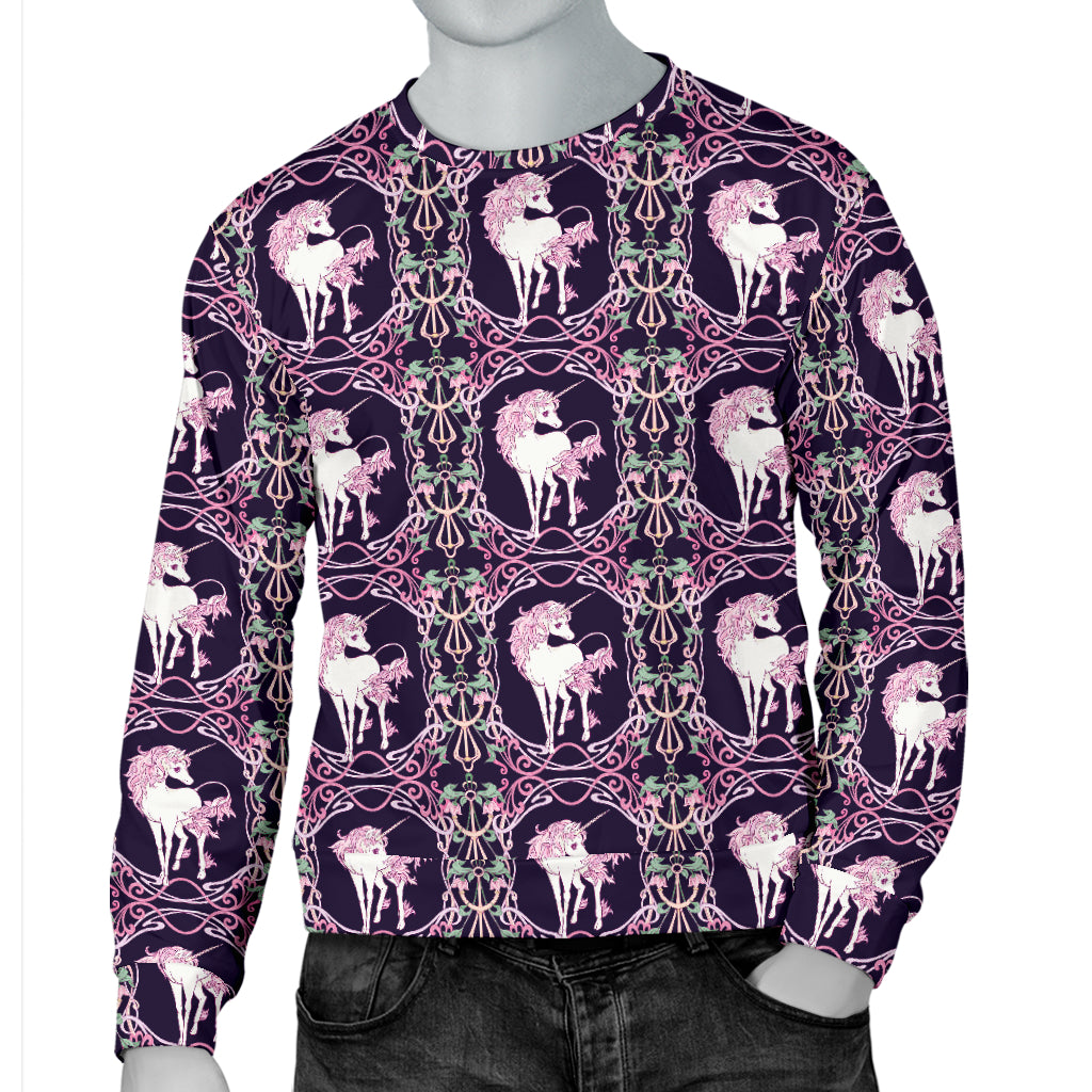 Unicorn Fantastic Flower Men Long Sleeve Sweatshirt