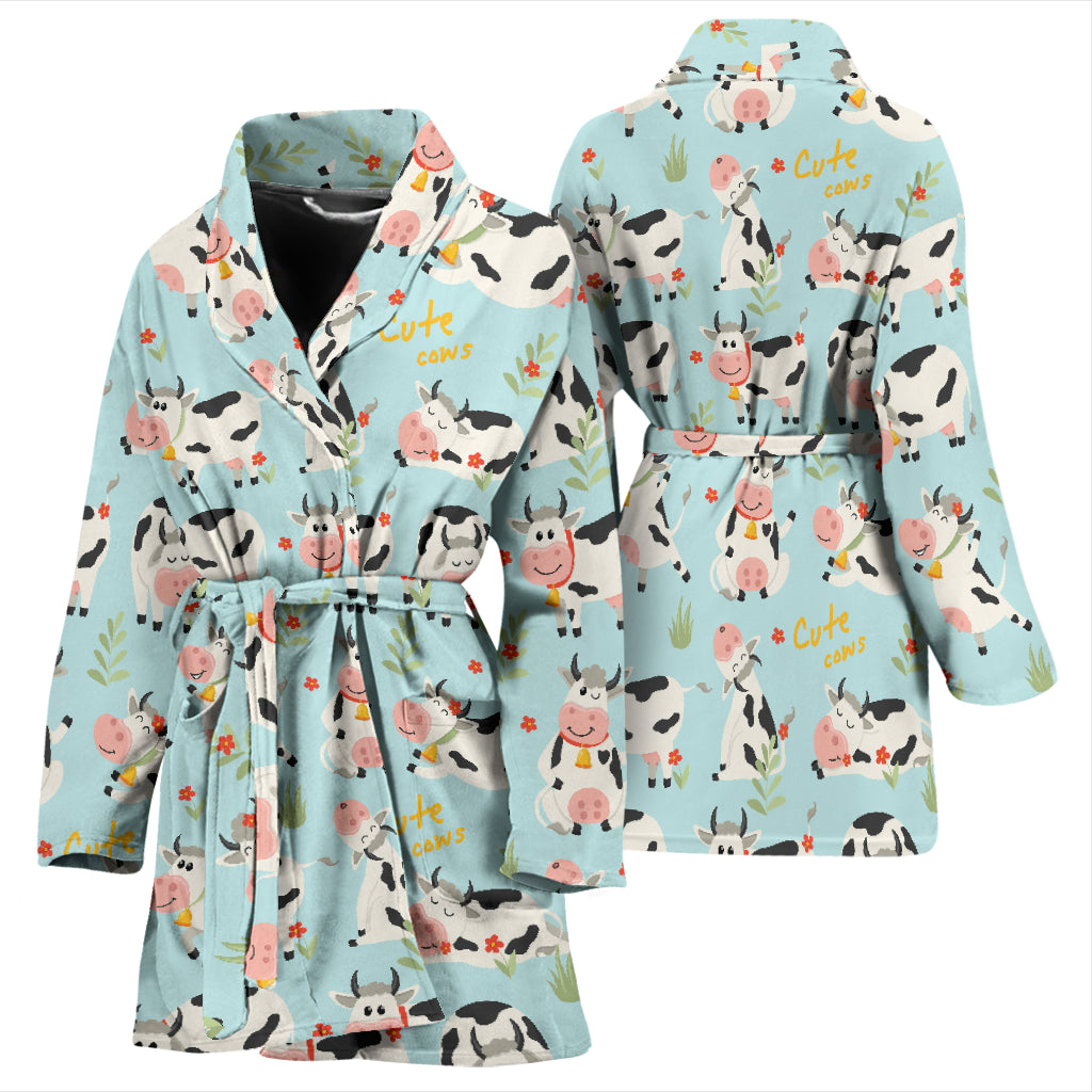 Cattle Print Design LKS403 Women Bathrobe