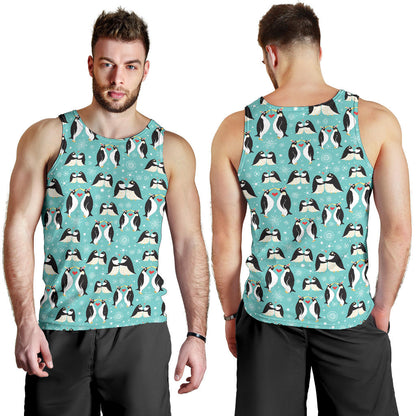 Penguin Love Print Men Tank Top