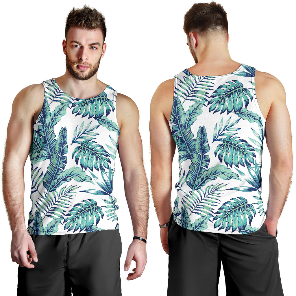 Pattern Tropical Palm Leaves Men Tank Top