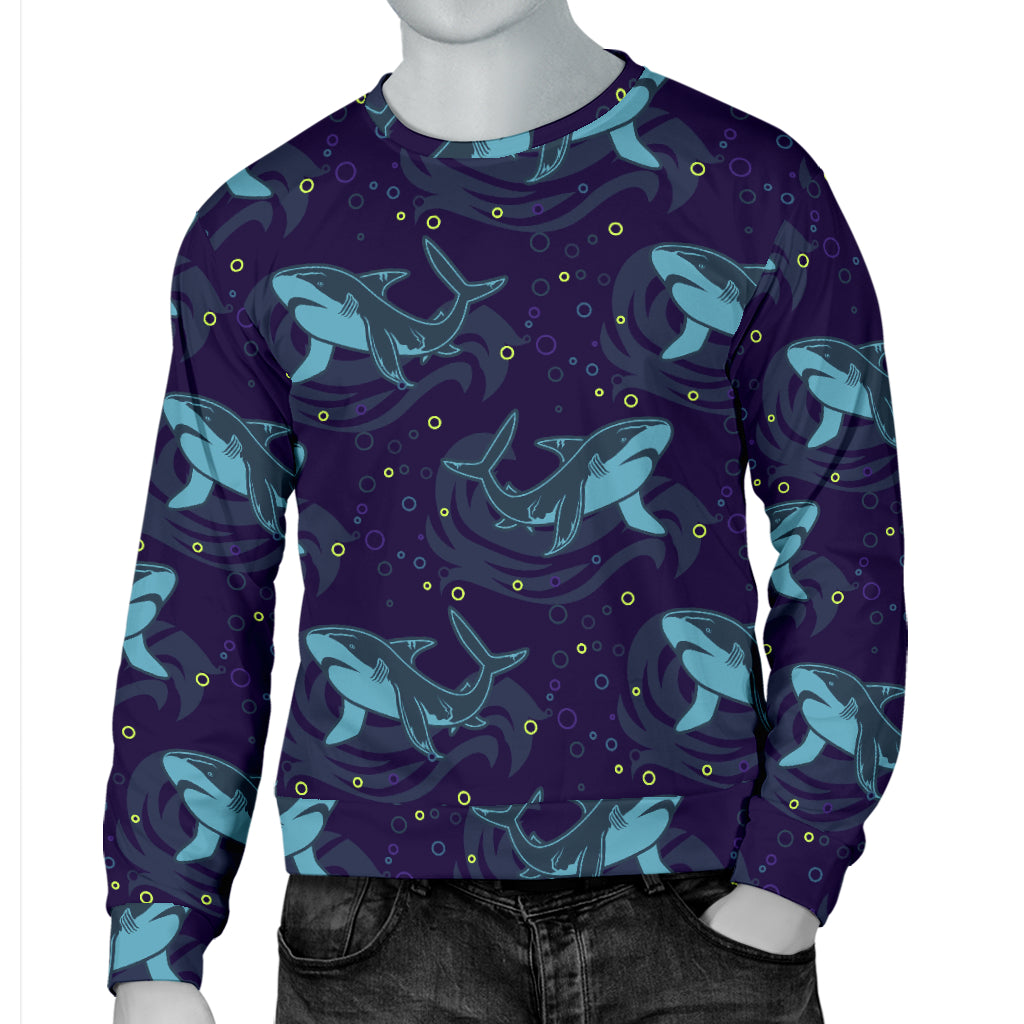 Shark Themed Print Men Long Sleeve Sweatshirt