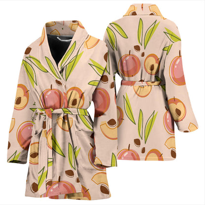 Peach Pattern Print Design A01 Women Bathrobe