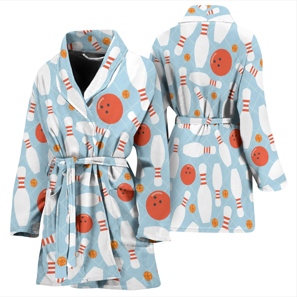 Bowling Pattern Print Design 09 Women Bathrobe