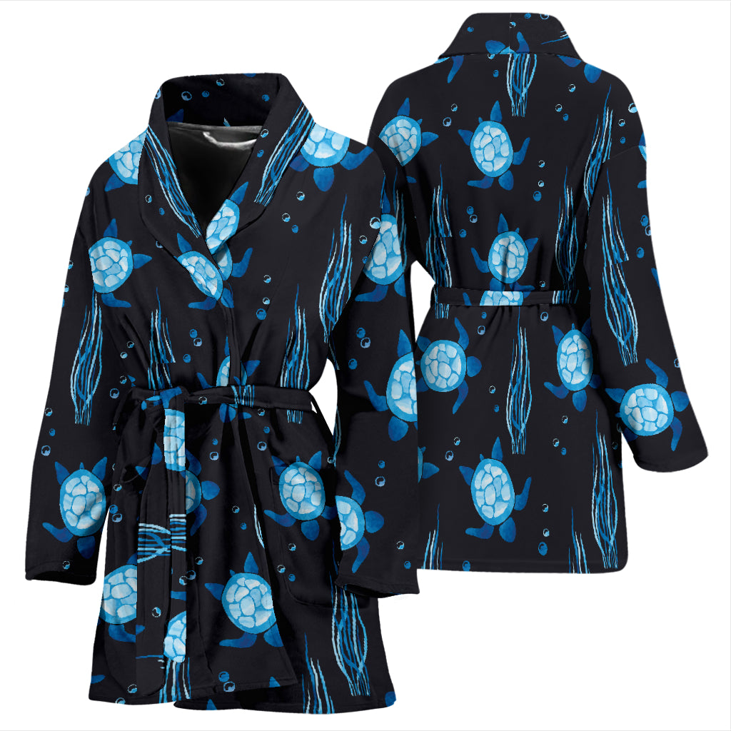 Sea Turtle Print Design LKS3013 Women Bathrobe