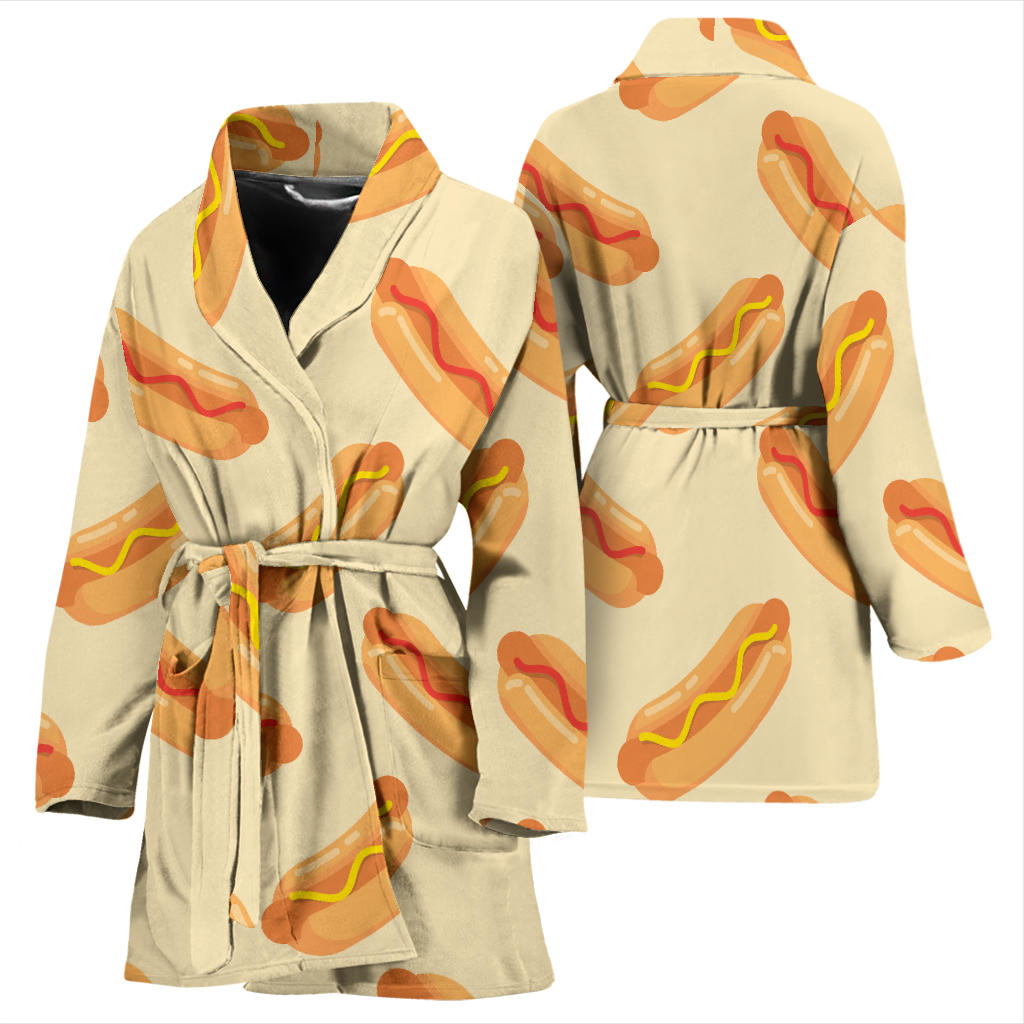 Hot Dog Pattern Print Design 05 Women Bathrobe
