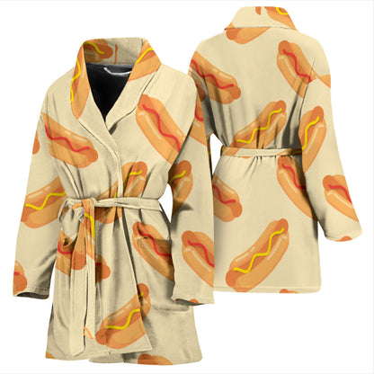 Hot Dog Pattern Print Design 05 Women Bathrobe
