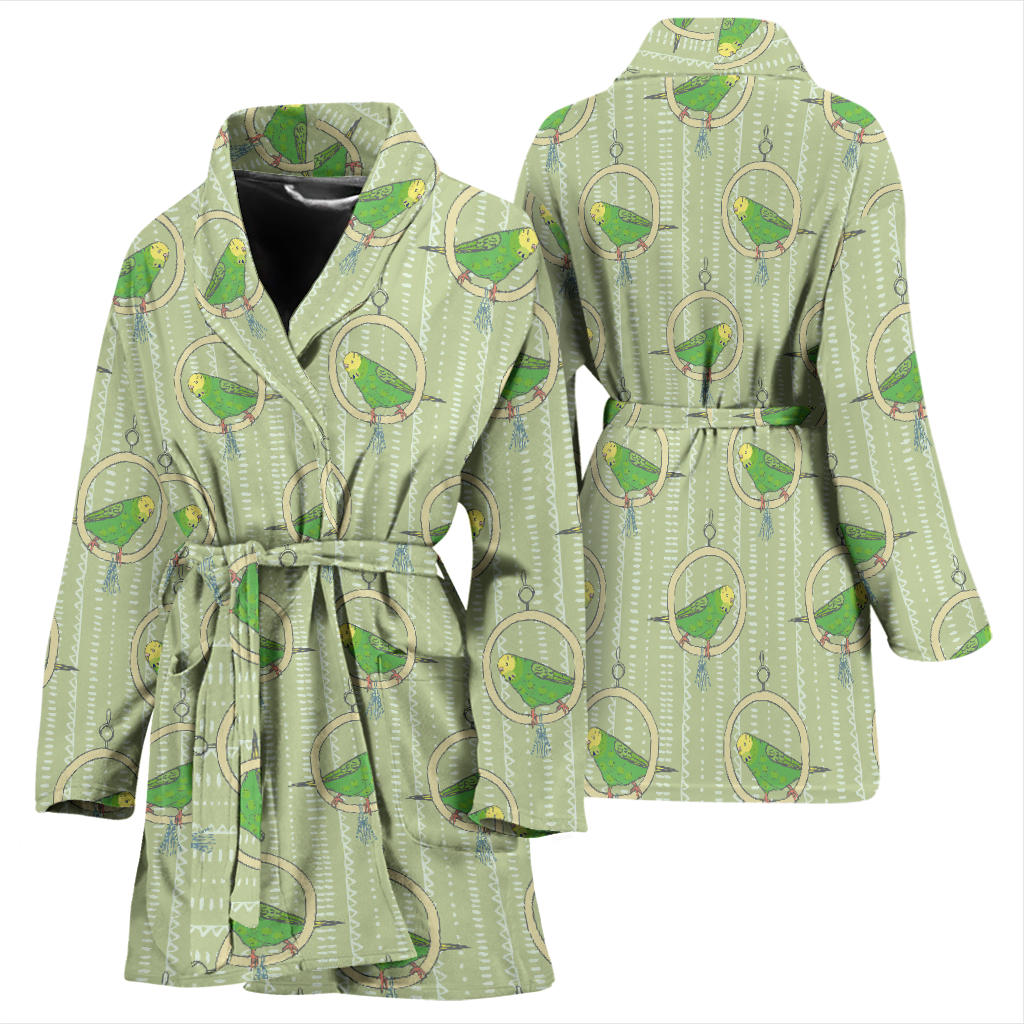 Budgerigar Pattern Print Design 02 Women Bathrobe