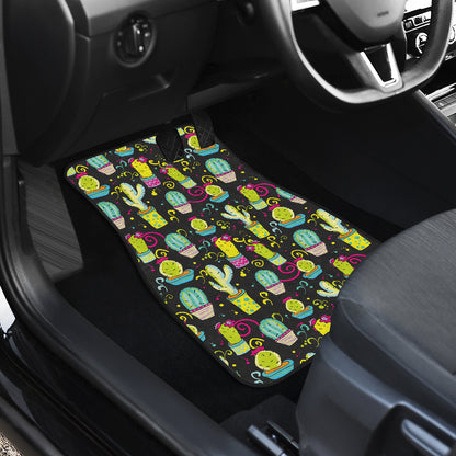 Cactus Neon Style Print Pattern Car Floor Mats Front Back