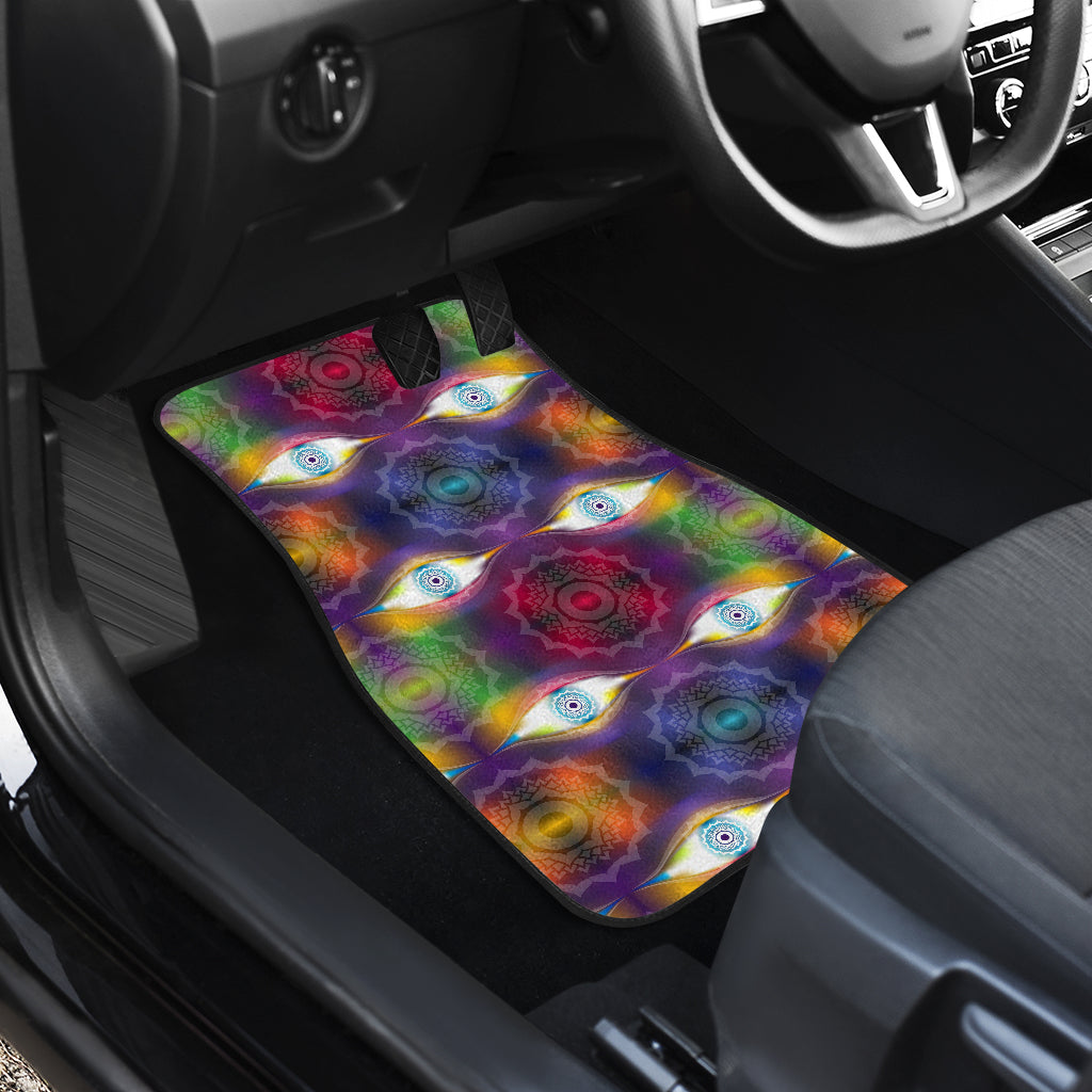 Chakra Eye Print Pattern Car Floor Mats Front Back