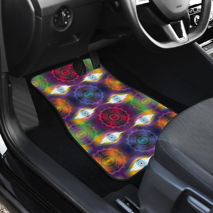 Chakra Eye Print Pattern Car Floor Mats Front Back