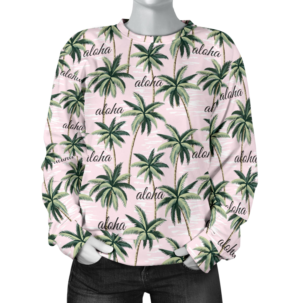 Aloha Beach Pattern Design Themed Print Women Long Sleeve Sweatshirt