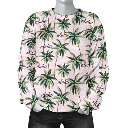 Aloha Beach Pattern Design Themed Print Women Long Sleeve Sweatshirt