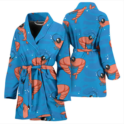 Prawn Cute Pattern Print Design 03 Women Bathrobe