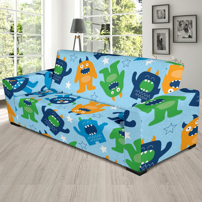 Monster Cartoon Pattern Print Design 04 Sofa Slipcover