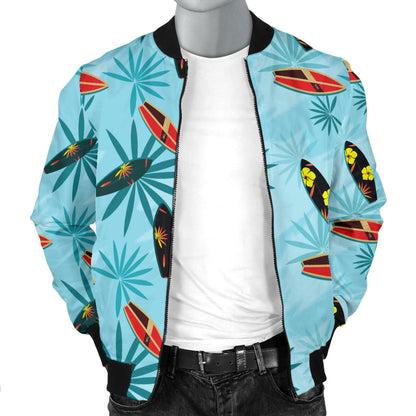 Surfboard Themed Pattern Men Bomber Jacket