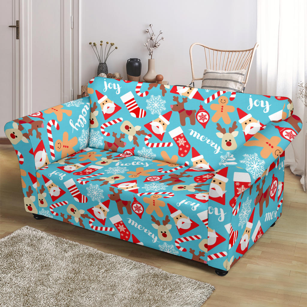Santa Christmas Themed Print Design LKS306 Loveseat Couch Slipcover