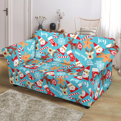 Santa Christmas Themed Print Design LKS306 Loveseat Couch Slipcover