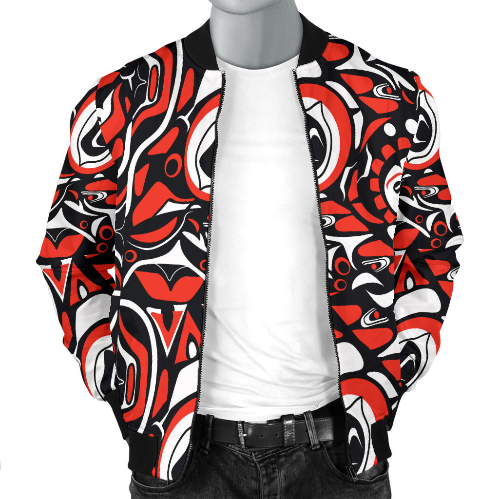 Native North American Themed Print Men Bomber Jacket