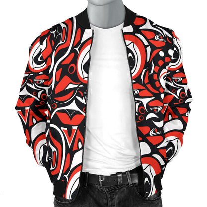 Native North American Themed Print Men Bomber Jacket