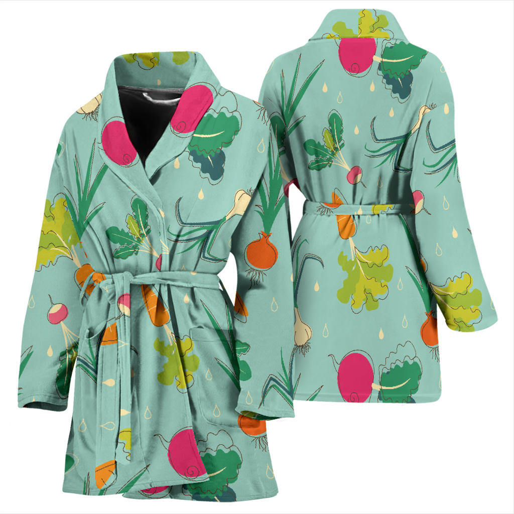 Radish Pattern Print Design A01 Women Bathrobe