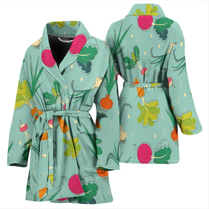 Radish Pattern Print Design A01 Women Bathrobe