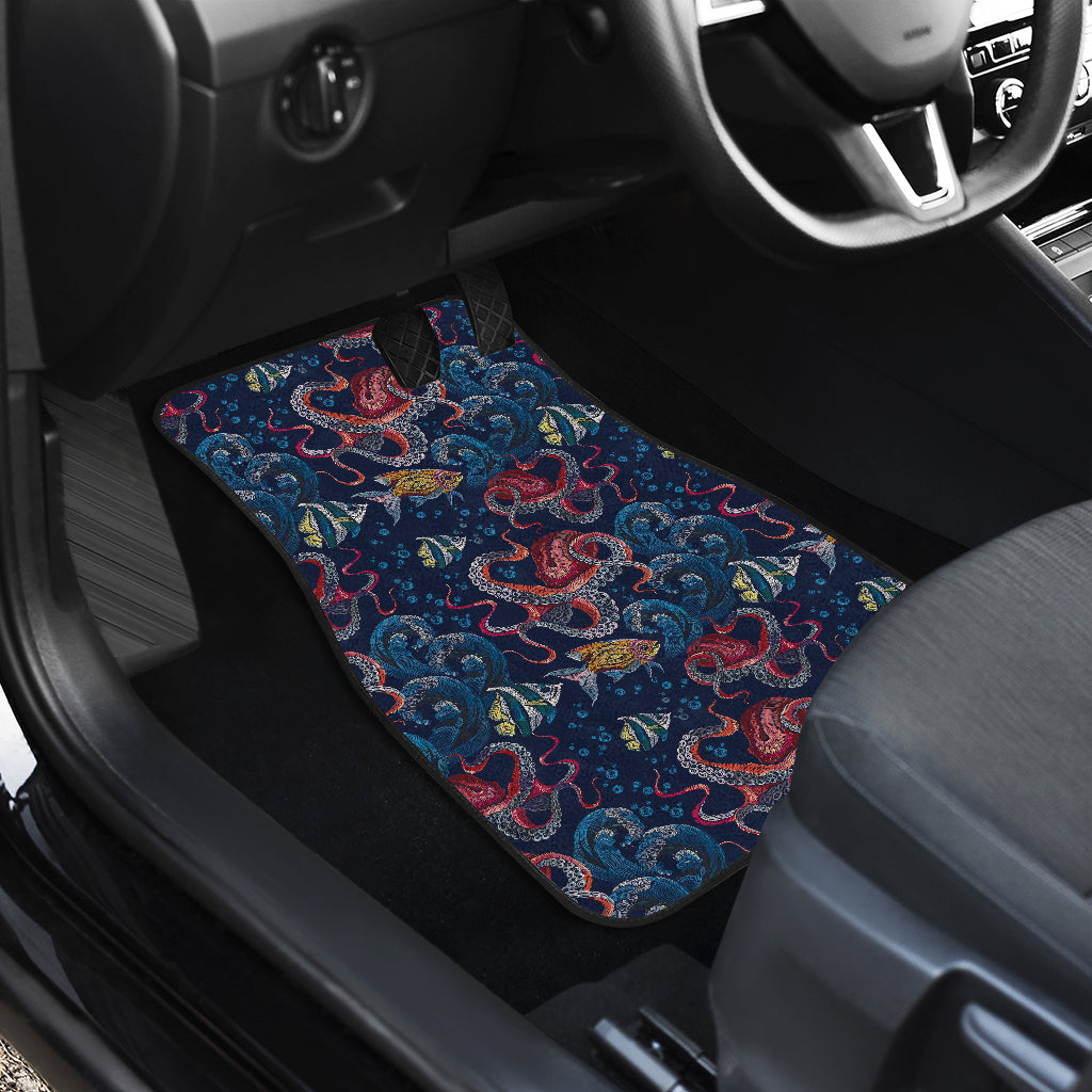 Octopus Deep Sea Print Themed Car Floor Mats Front Back