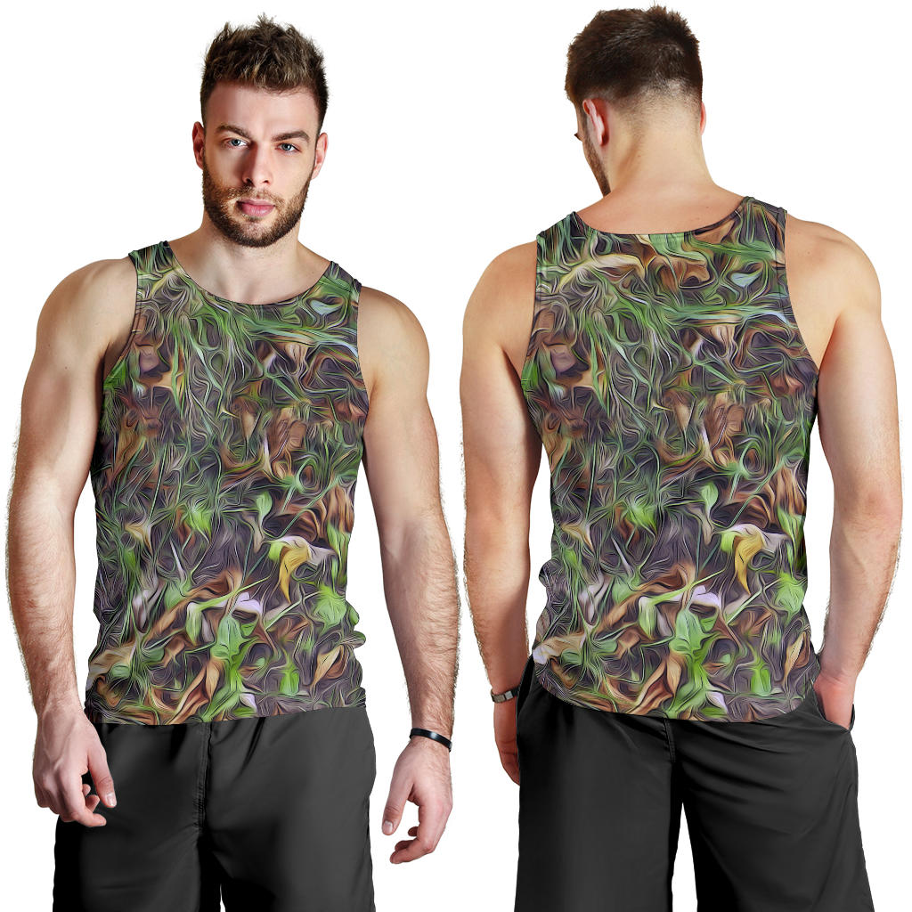 Camouflage Realistic Tree Print Men Tank Top