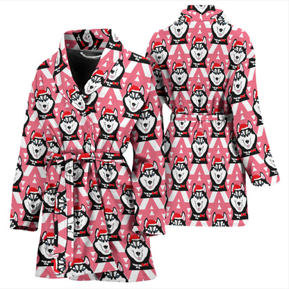 Siberian Huskies Christmas Themed Print Design LKS302 Women Bathrobe