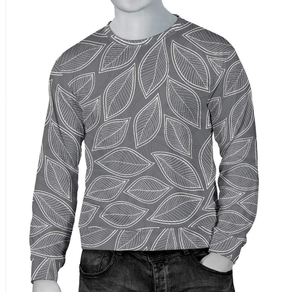 Elm Leave Grey Print Pattern Men Long Sleeve Sweatshirt