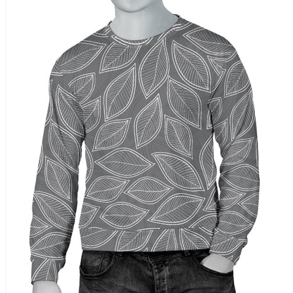 Elm Leave Grey Print Pattern Men Long Sleeve Sweatshirt