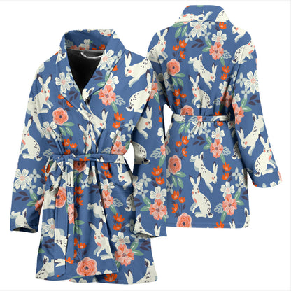 Bunny Pattern Print Design 07 Women Bathrobe