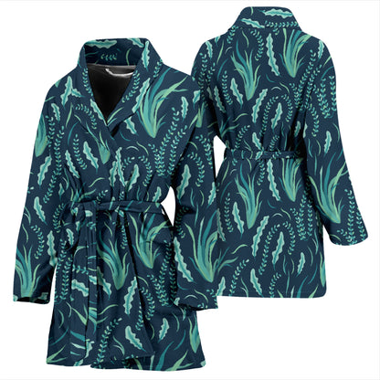 Seaweed Print Design LKS302 Women Bathrobe