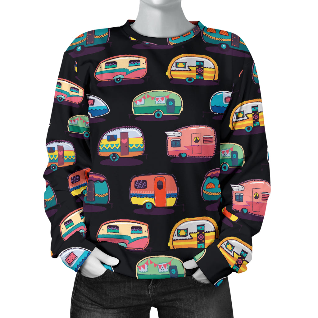 Camper Camping Pattern Women Long Sleeve Sweatshirt