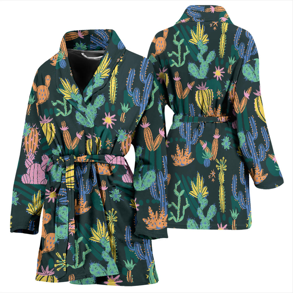 Cactus Pattern Print Design 05 Women Bathrobe