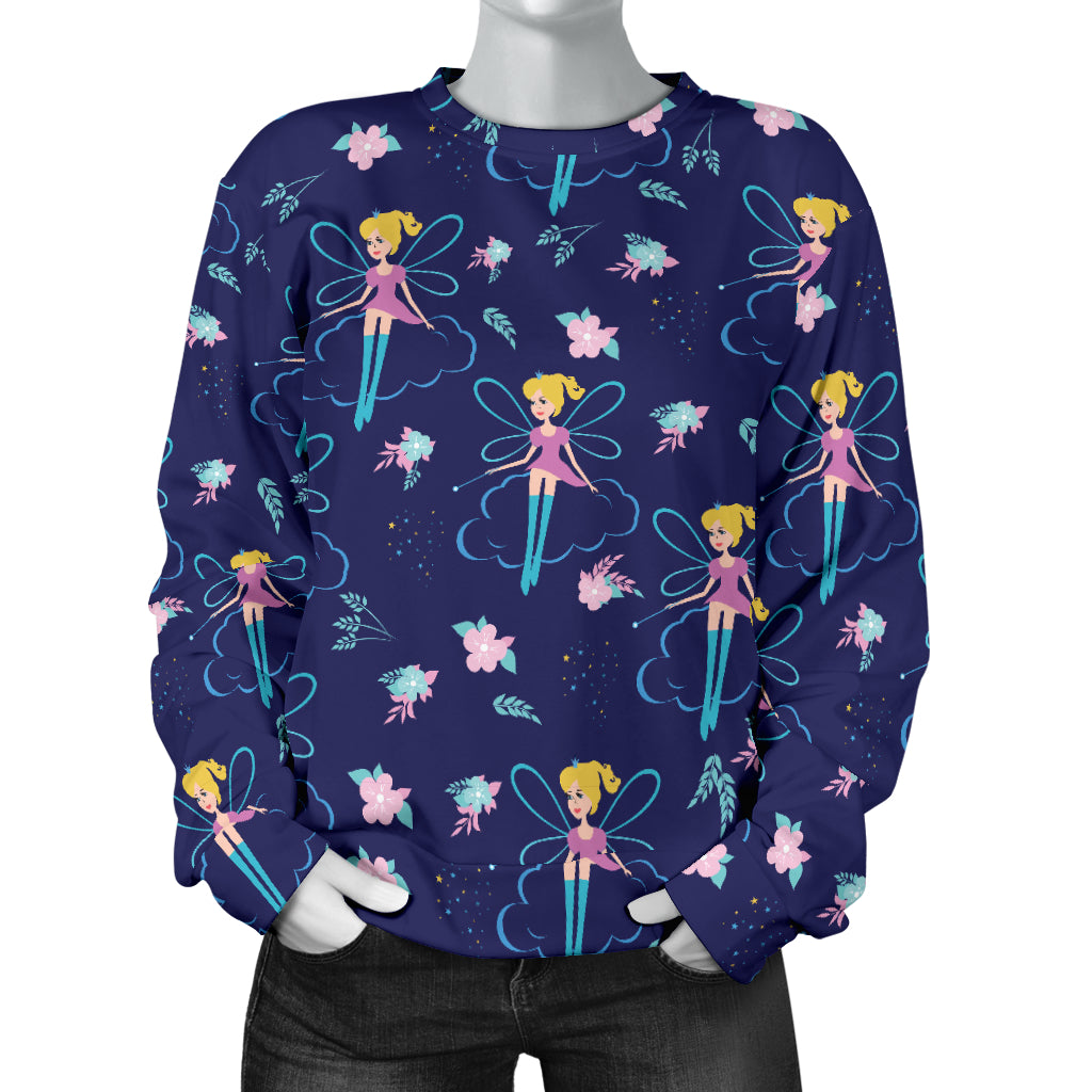 Fairy Cartoon Style Print Pattern Women Long Sleeve Sweatshirt