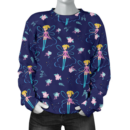 Fairy Cartoon Style Print Pattern Women Long Sleeve Sweatshirt