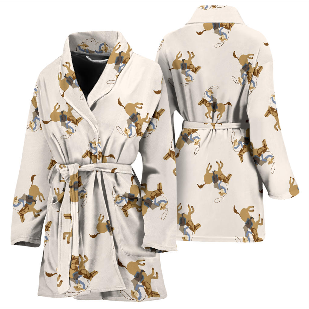 Cowboy Pattern Print Design 01 Women Bathrobe