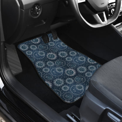 Sun Moon Tattoo Design Themed Print Car Floor Mats Front Back