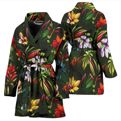 Magnolia Pattern Print Design 02 Women Bathrobe