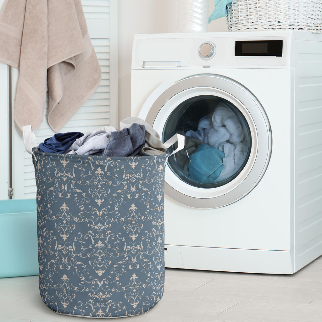Damask Elegant Teal Print Pattern Laundry Basket